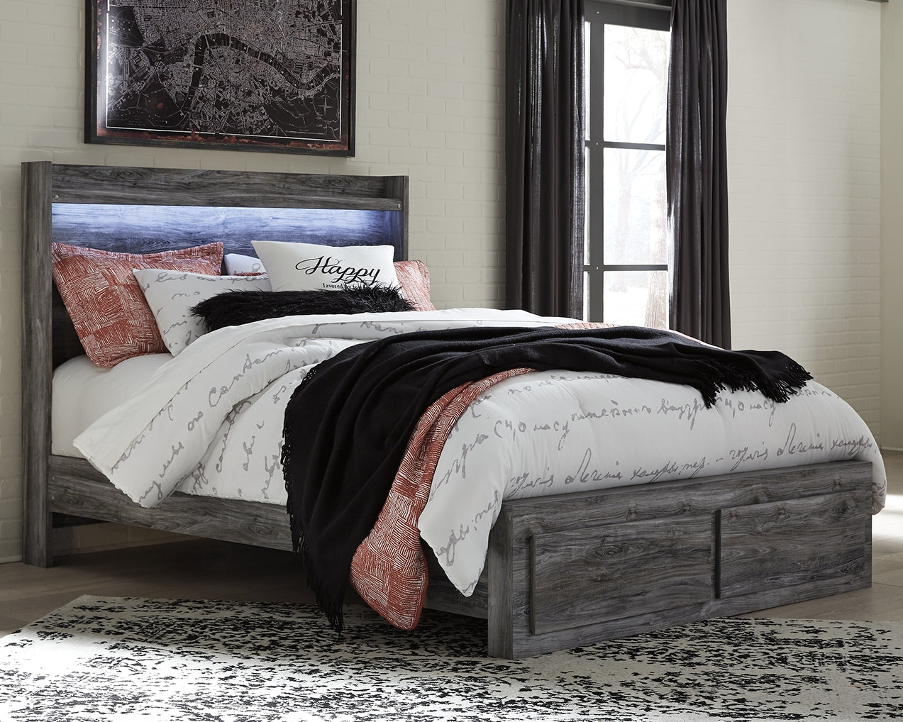 Baystorm Gray Queen Panel Storage Bedroom Set with 2 Nightstands (Online Special Price) - Ornate Home