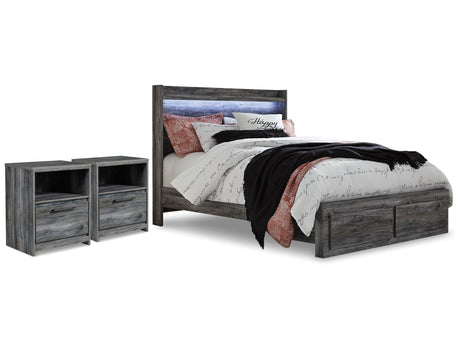 Baystorm Gray Queen Panel Storage Bedroom Set with 2 Nightstands - Ornate Home