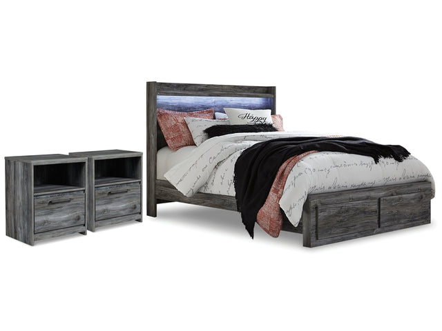 Baystorm Gray Queen Panel Storage Bedroom Set with 2 Nightstands - Ornate Home