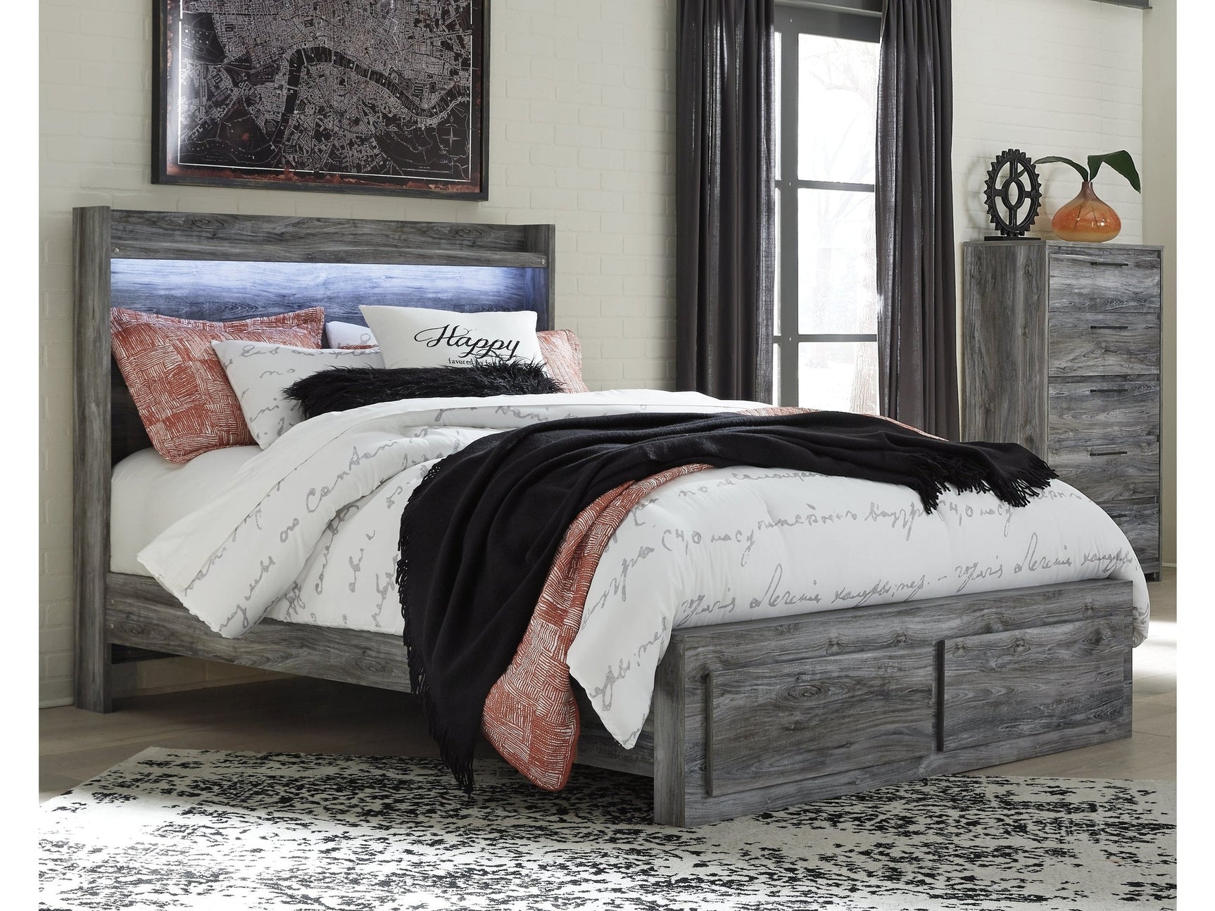 Baystorm Gray Queen Panel Storage Bedroom Set with Chest - Ornate Home