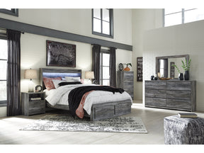Baystorm Gray Queen Panel Storage Bedroom Set with Dresser, Mirror, Chest and 2 Nightstands - Ornate Home