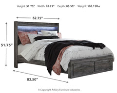 Baystorm Gray Queen Panel Storage Bedroom Set with Mirrored Dresser and Nightstand - Ornate Home