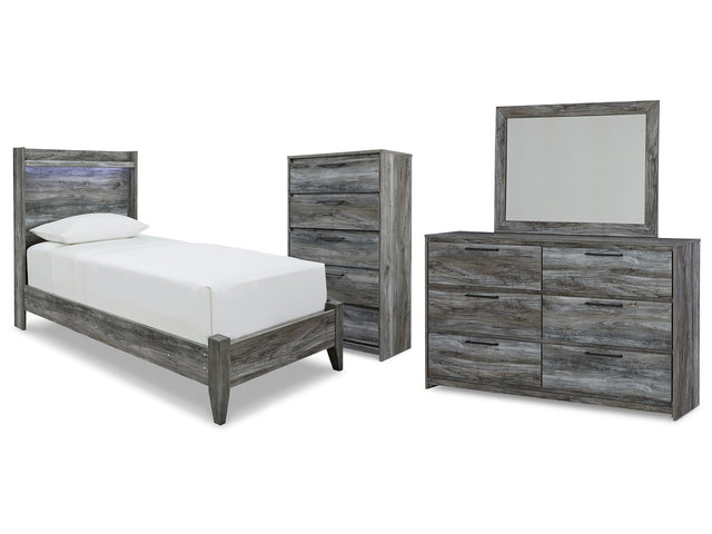 Baystorm Gray Twin Panel Bed, Dresser, Mirror and Chest (Online Special Price) - Ornate Home