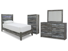 Baystorm Gray Twin Panel Bed, Dresser, Mirror and Chest - Ornate Home
