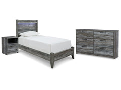 Baystorm Gray Twin Panel Bed & Dresser & Nightstand - Ornate Home