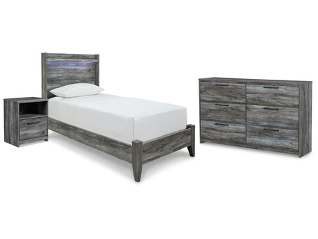 Baystorm Gray Twin Panel Bed & Dresser & Nightstand - Ornate Home