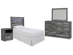 Baystorm Gray Twin Panel Bed Headboard, Dresser, Mirror and Nightstand - Ornate Home