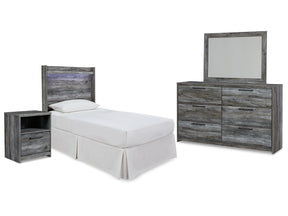 Baystorm Gray Twin Panel Bed Headboard, Dresser, Mirror and Nightstand - Ornate Home