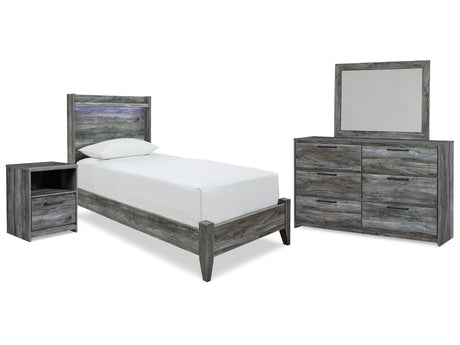 Baystorm Gray Twin Panel Bedroom Set with Dresser, Mirror and Nightstand - Ornate Home