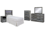 Baystorm Gray Twin Panel Headboard Bed & Dresser & Mirror & Nightstand (Online Special Price) - Ornate Home