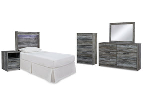 Baystorm Gray Twin Panel Headboard Bed & Dresser & Mirror & Nightstand (Online Special Price) - Ornate Home