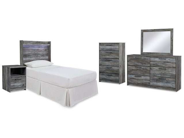 Baystorm Gray Twin Panel Headboard Bed & Dresser & Mirror & Nightstand (Online Special Price) - Ornate Home