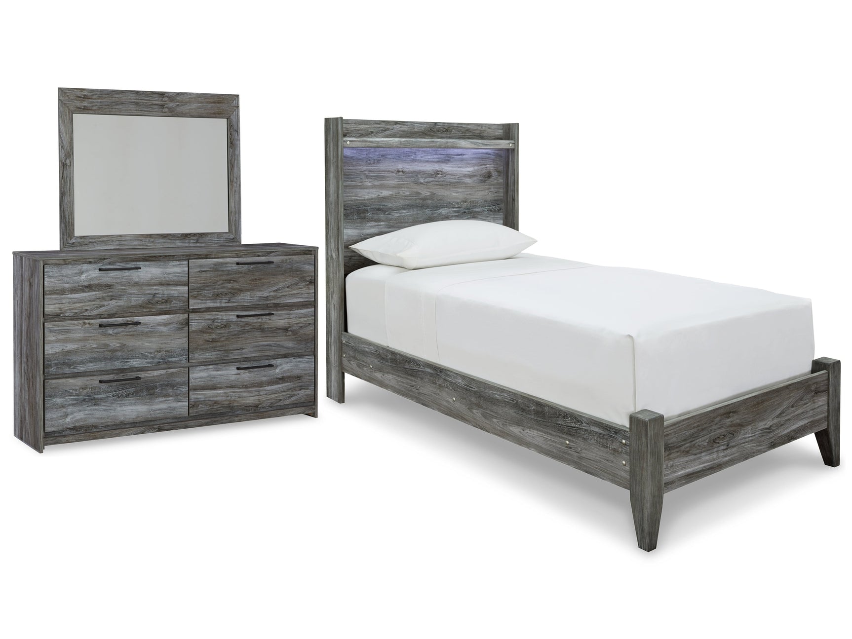 Baystorm Twin Panel Bedroom Set with Dresser and Mirror - Ornate Home