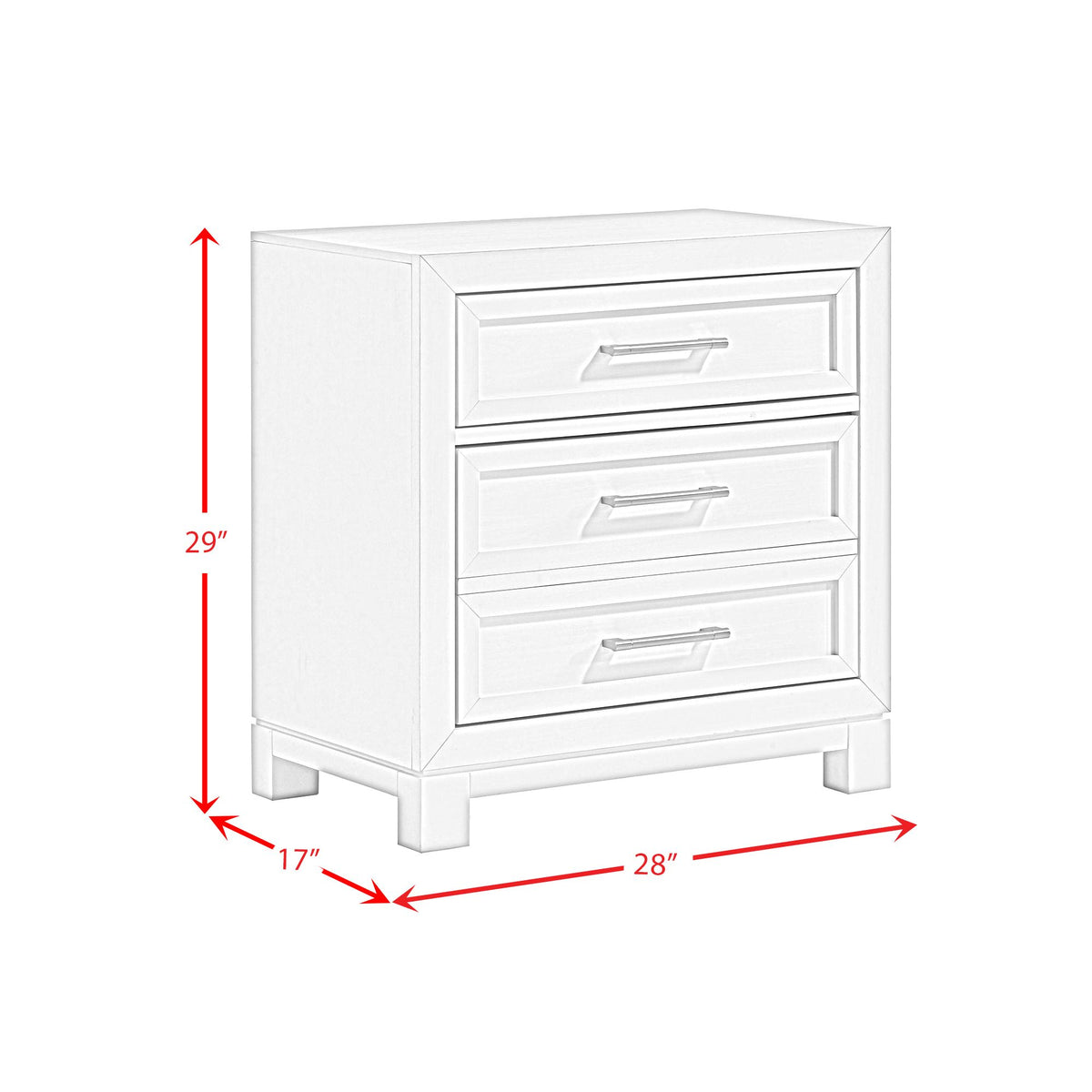Baystorm White 3-Piece King UPH Storage Bedroom Set with 2 Nightstands - Ornate Home