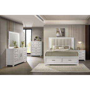 Baystorm White 5-Piece King UPH Storage Bedroom Set - Ornate Home