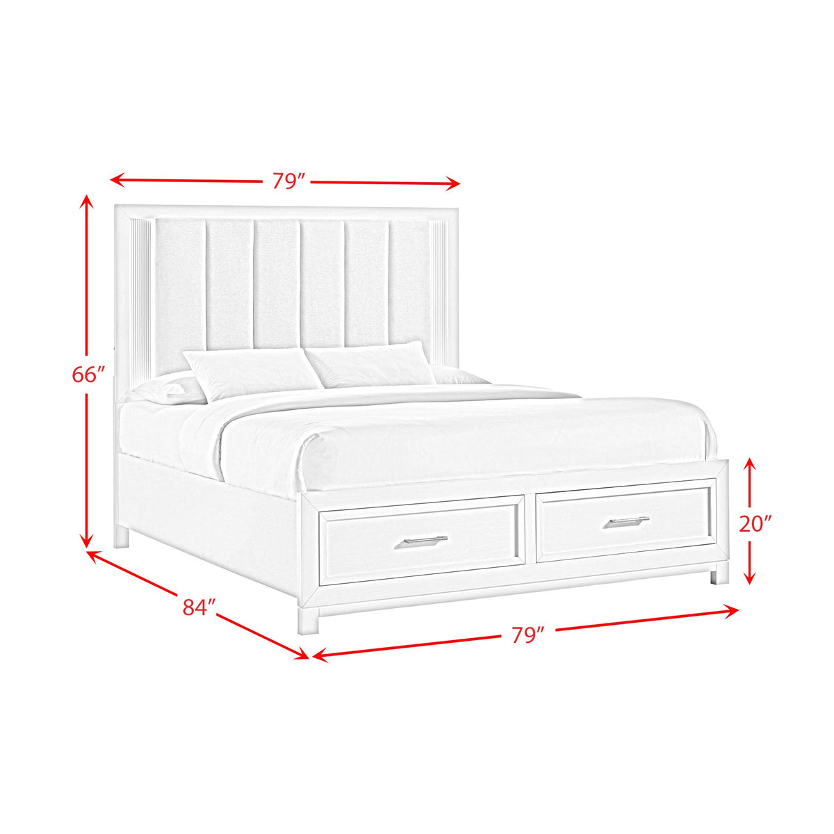 Baystorm White 5-Piece King UPH Storage Bedroom Set - Ornate Home