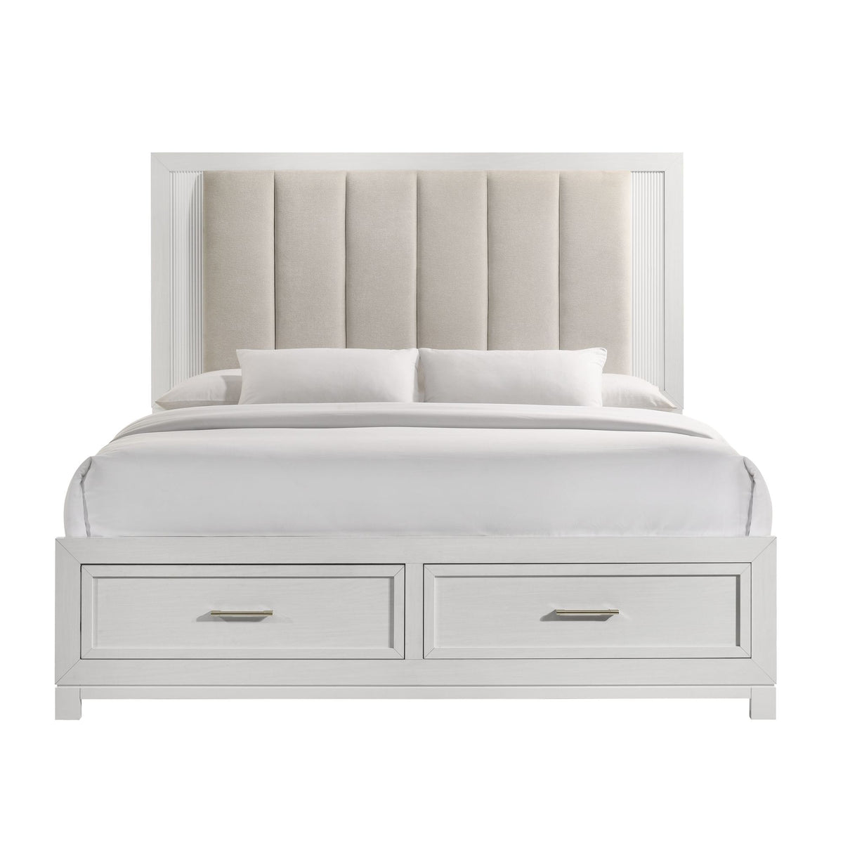 Baystorm White/Cream King UPH Storage Bed - Ornate Home
