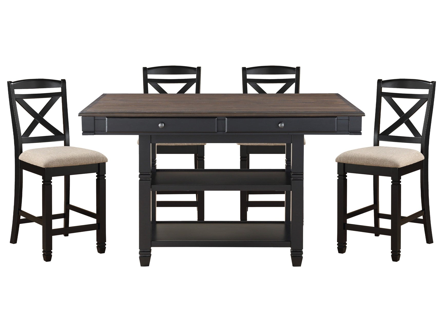 Baywater Beige/Black 5-piece Dinig Table Set - Ornate Home