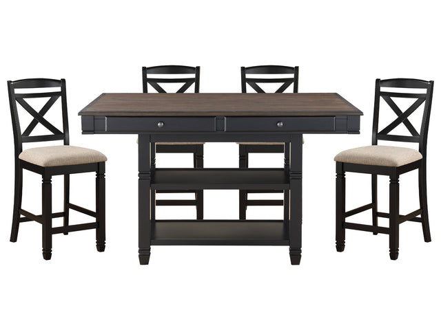Baywater Beige/Black 5-piece Dinig Table Set - Ornate Home