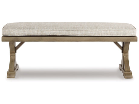 Beachcroft Beige 4-Piece Outdoor Sectional, 2 Arm Chairs, Lounge Chair and Bench - Ornate Home