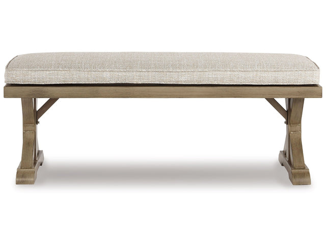 Beachcroft Beige 4-Piece Outdoor Sectional, 2 Arm Chairs, Lounge Chair and Bench - Ornate Home