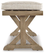 Beachcroft Beige 4-Piece Outdoor Sectional, 2 Arm Chairs, Lounge Chair and Bench - Ornate Home