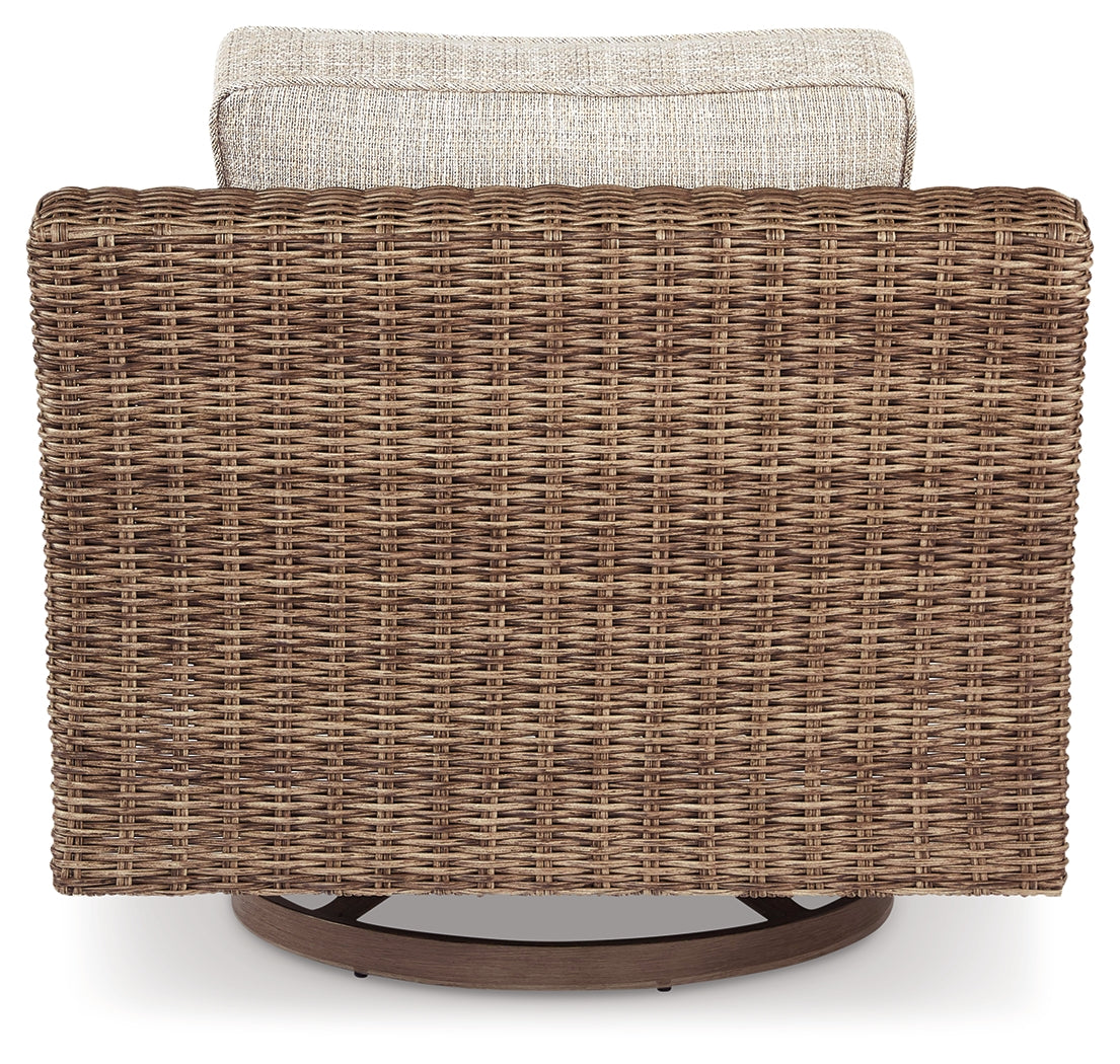 Beachcroft Beige 4-Piece Outdoor Sectional, 2 Arm Chairs, Lounge Chair and Bench - Ornate Home