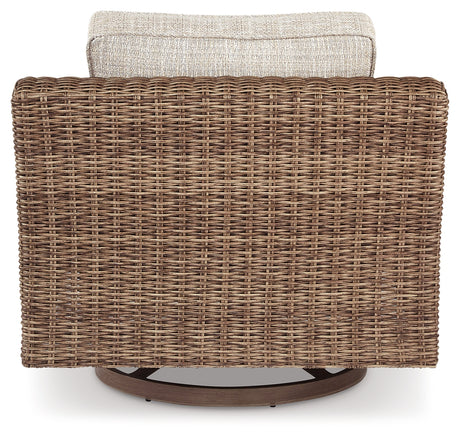 Beachcroft Beige 4-Piece Outdoor Sectional, 2 Arm Chairs, Lounge Chair and Bench - Ornate Home