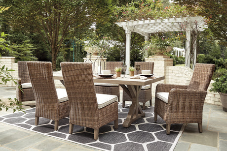 Beachcroft Beige Outdoor Dining Table w/ 6 Chairs - Ornate Home