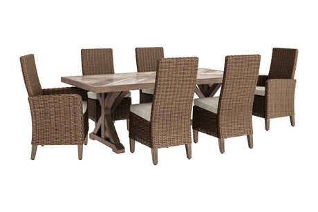 Beachcroft Beige Outdoor Dining Table w/ 6 Chairs - Ornate Home