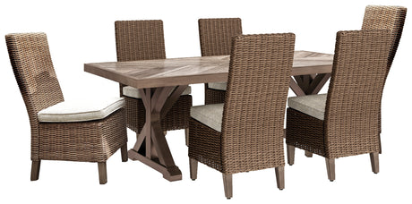 Beachcroft Beige Outdoor Dining Table with 6 Chairs - Ornate Home