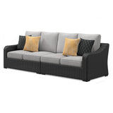 Beachcroft Black/Light Gray 2-Piece Outdoor Loveseat with Cushion - Ornate Home