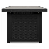 Beachcroft Black/Light Gray 3-Piece Outdoor Sectional and Fire Pit Table - Ornate Home