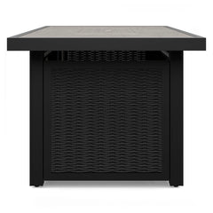Beachcroft Black/Light Gray 3-Piece Outdoor Sectional and Fire Pit Table - Ornate Home