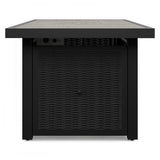 Beachcroft Black/Light Gray 3-Piece Outdoor Sectional and Fire Pit Table - Ornate Home