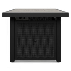 Beachcroft Black/Light Gray 3-Piece Outdoor Sectional and Fire Pit Table - Ornate Home