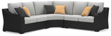 Beachcroft Black/Light Gray 3-Piece Outdoor Sectional and Fire Pit Table - Ornate Home