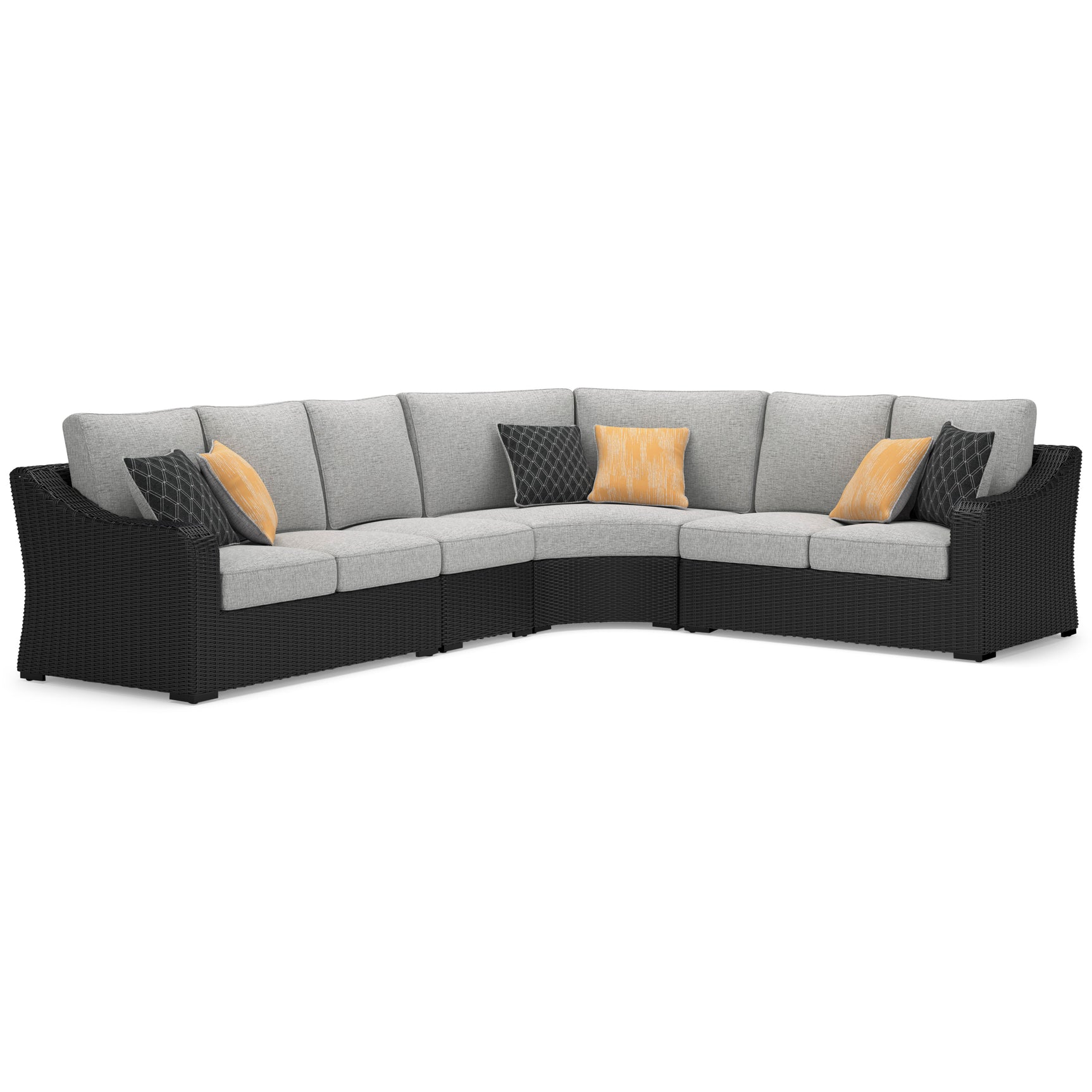 Beachcroft Black/Light Gray 4-Piece Outdoor Sectional - Ornate Home