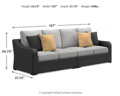 Beachcroft Black/Light Gray 5-Piece Outdoor Sectional - Ornate Home