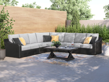 Beachcroft Black/Light Gray 5-Piece Outdoor Sectional - Ornate Home