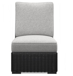 Beachcroft Black/Light Gray Outdoor Armless Chair with Cushion - Ornate Home