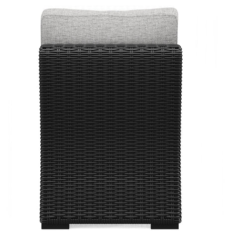 Beachcroft Black/Light Gray Outdoor Armless Chair with Cushion - Ornate Home