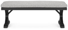 Beachcroft Black/Light Gray Outdoor Bench with Cushion - Ornate Home
