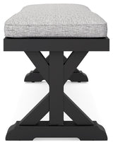 Beachcroft Black/Light Gray Outdoor Bench with Cushion - Ornate Home