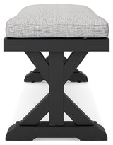 Beachcroft Black/Light Gray Outdoor Bench with Cushion - Ornate Home