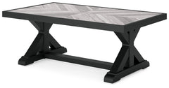 Beachcroft Black/Light Gray Outdoor Coffee Table - Ornate Home