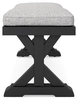 Beachcroft Black/Light Gray Outdoor Dining Table, 4 Chairs and Bench - Ornate Home