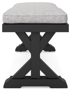 Beachcroft Black/Light Gray Outdoor Dining Table, 4 Chairs and Bench - Ornate Home