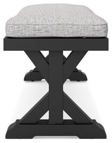Beachcroft Black/Light Gray Outdoor Dining Table, 4 Chairs and Bench - Ornate Home