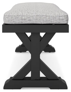 Beachcroft Black/Light Gray Outdoor Dining Table, 4 Chairs and Bench - Ornate Home